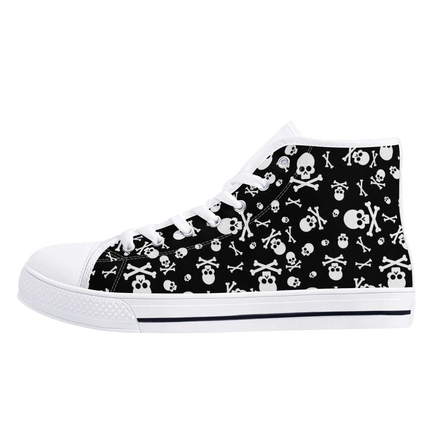 Skulls and Crossbones Mens Rubber High Top Canvas Shoes