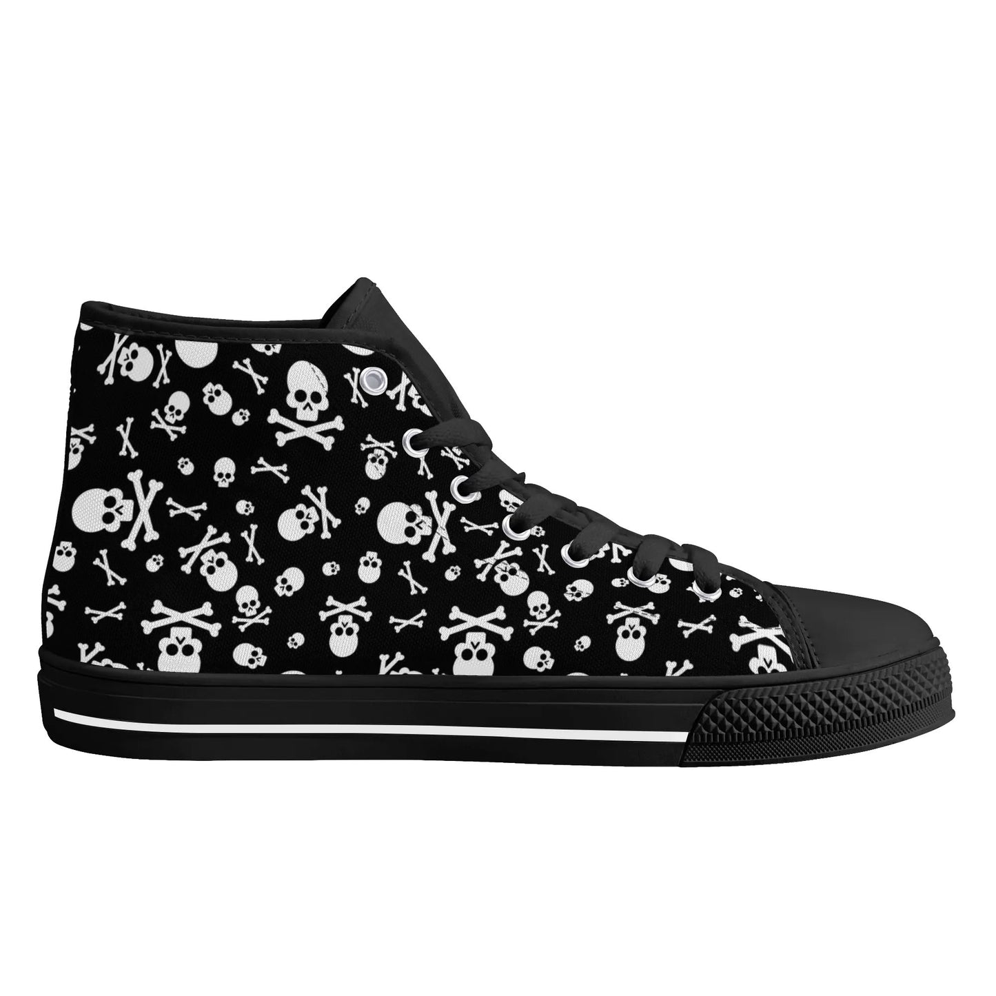 Skulls and Crossbones Mens Rubber High Top Canvas Shoes