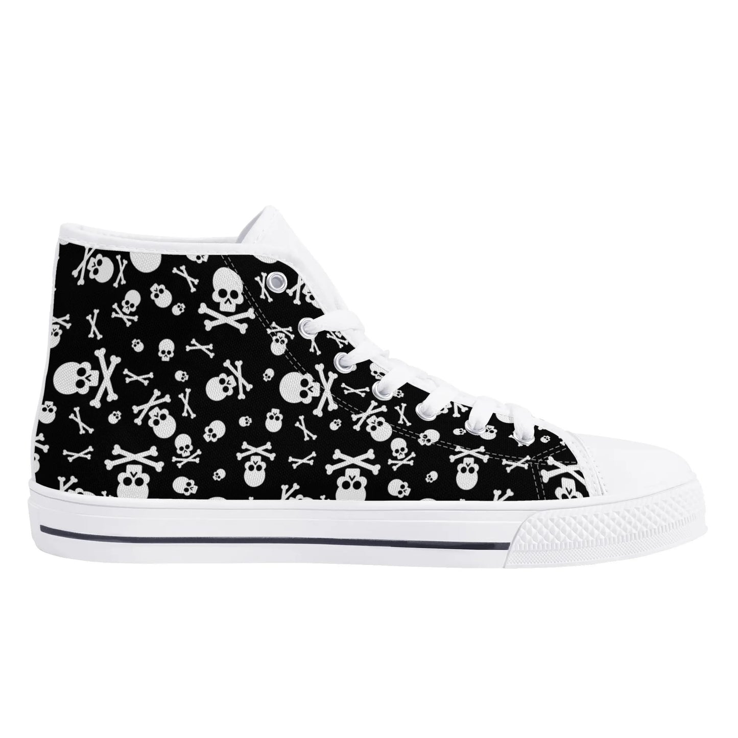 Skulls and Crossbones Mens Rubber High Top Canvas Shoes