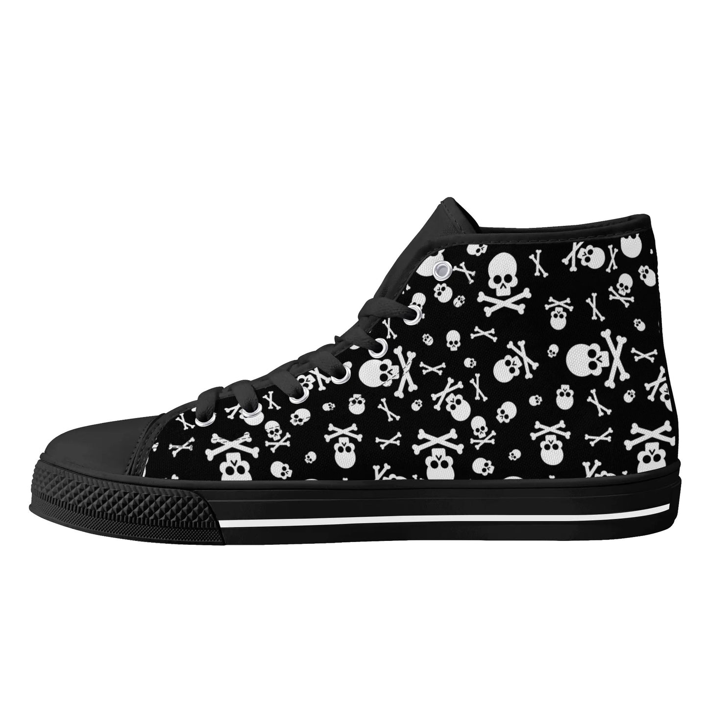 Skulls and Crossbones Mens Rubber High Top Canvas Shoes