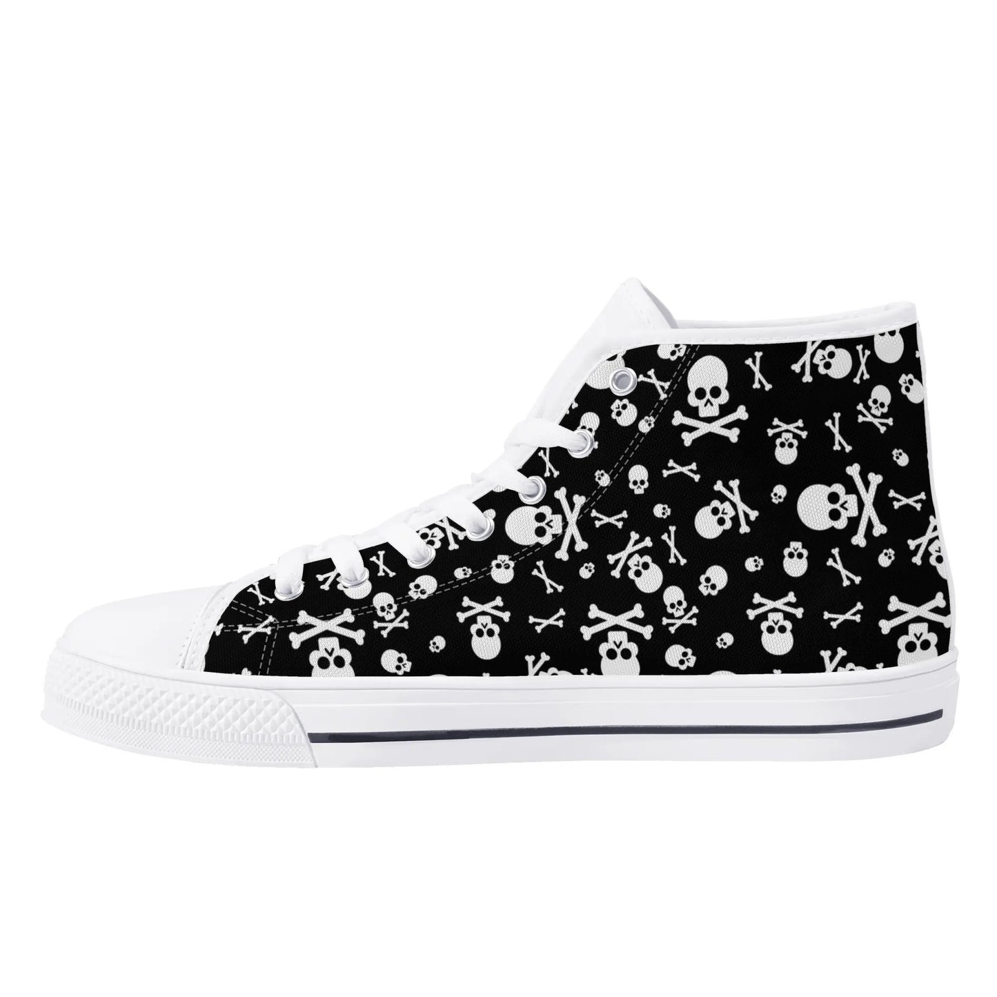 Skulls and Crossbones Mens Rubber High Top Canvas Shoes