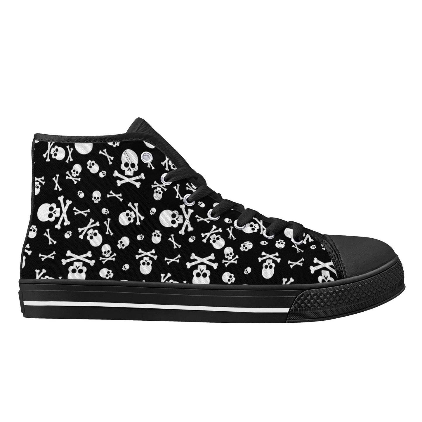 Skulls and Crossbones Mens Rubber High Top Canvas Shoes