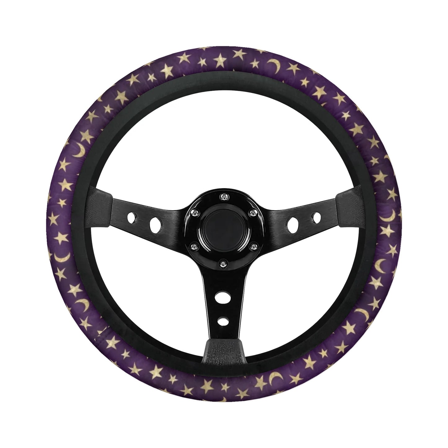 Purple Stars and Moons Car Steering Wheel Cover