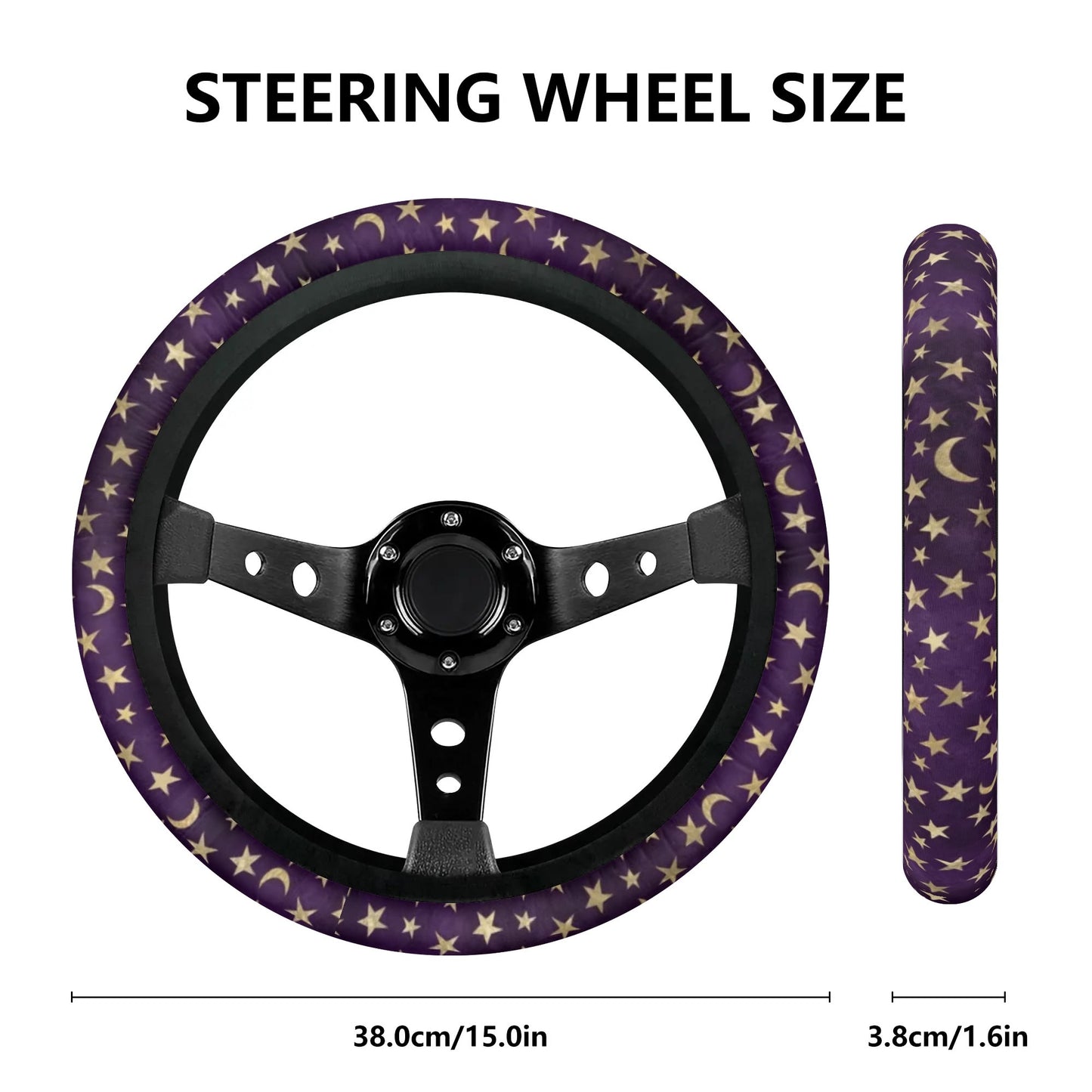 Purple Stars and Moons Car Steering Wheel Cover