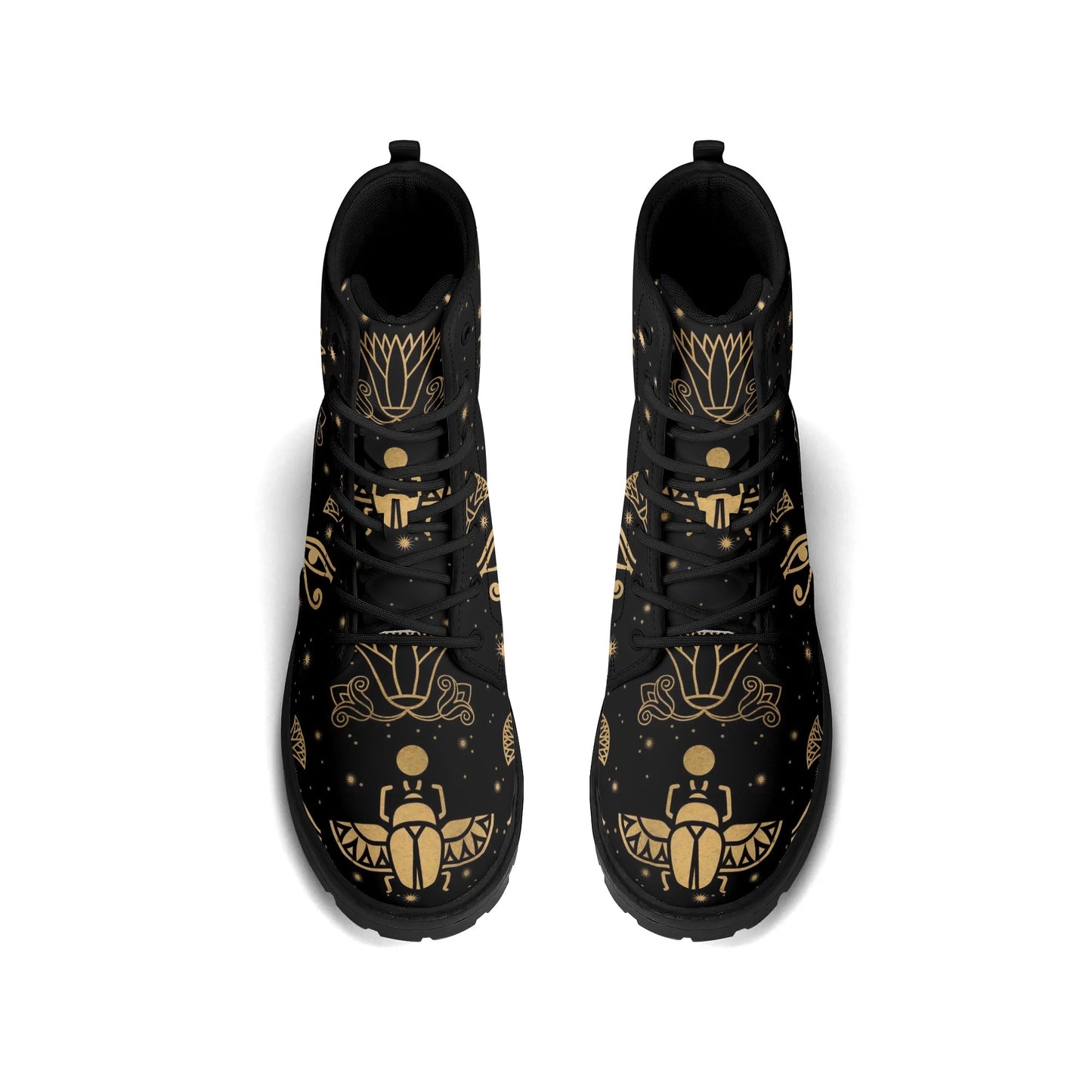 Egyptian Scarab Beetle Mens Black Vegan Boots