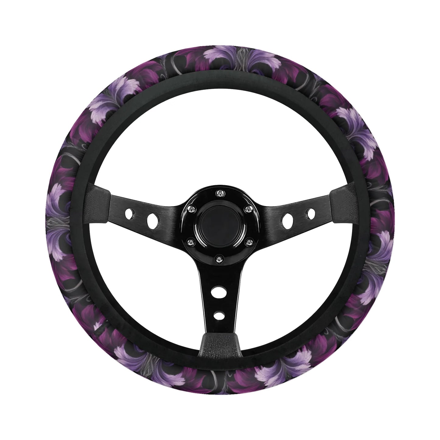 Goth Purple Floral Car Steering Wheel Cover