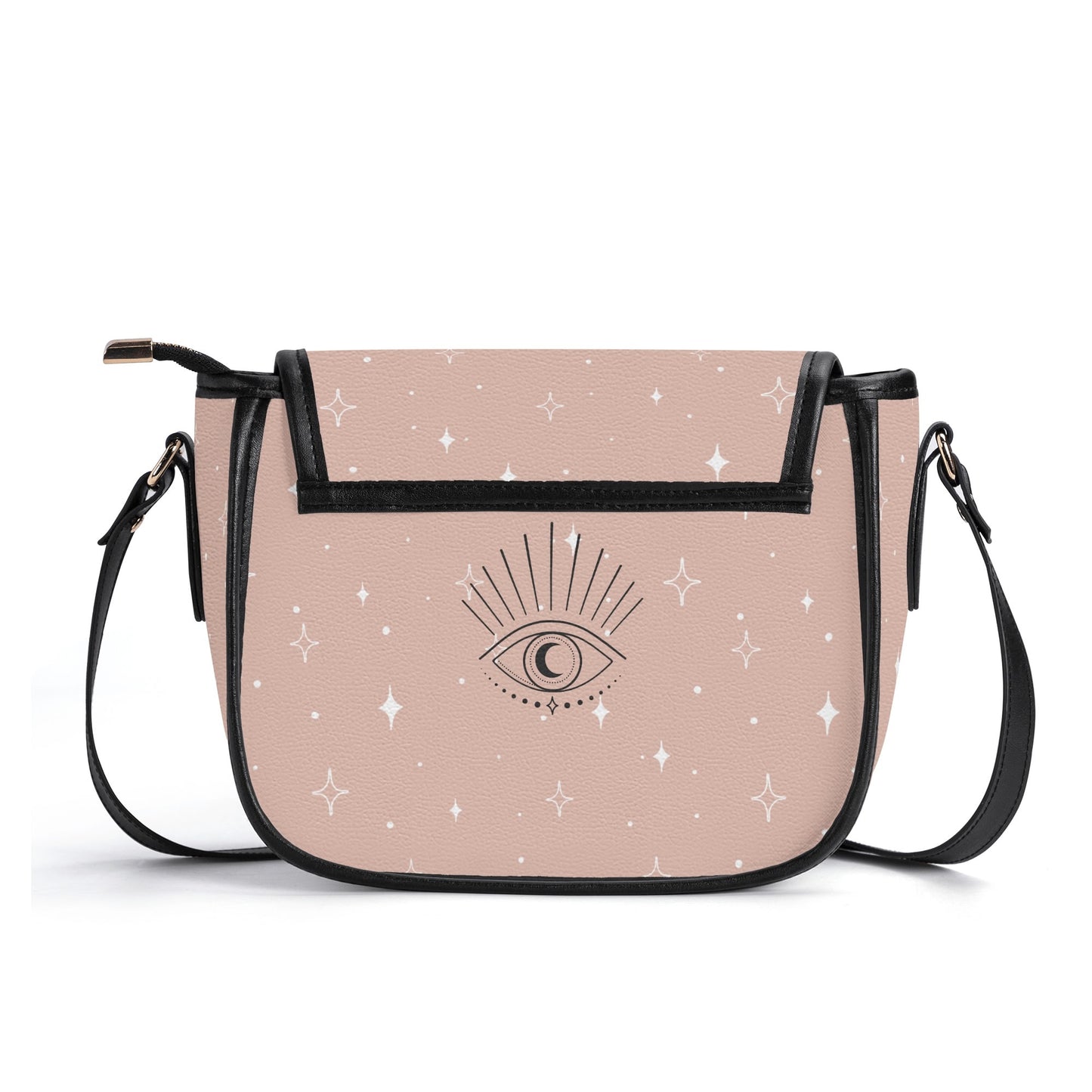 Pastel Pink Crescent Moon Vegan Saddle Bag