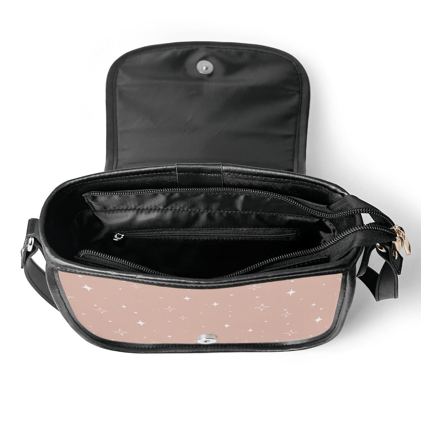 Pastel Pink Crescent Moon Vegan Saddle Bag