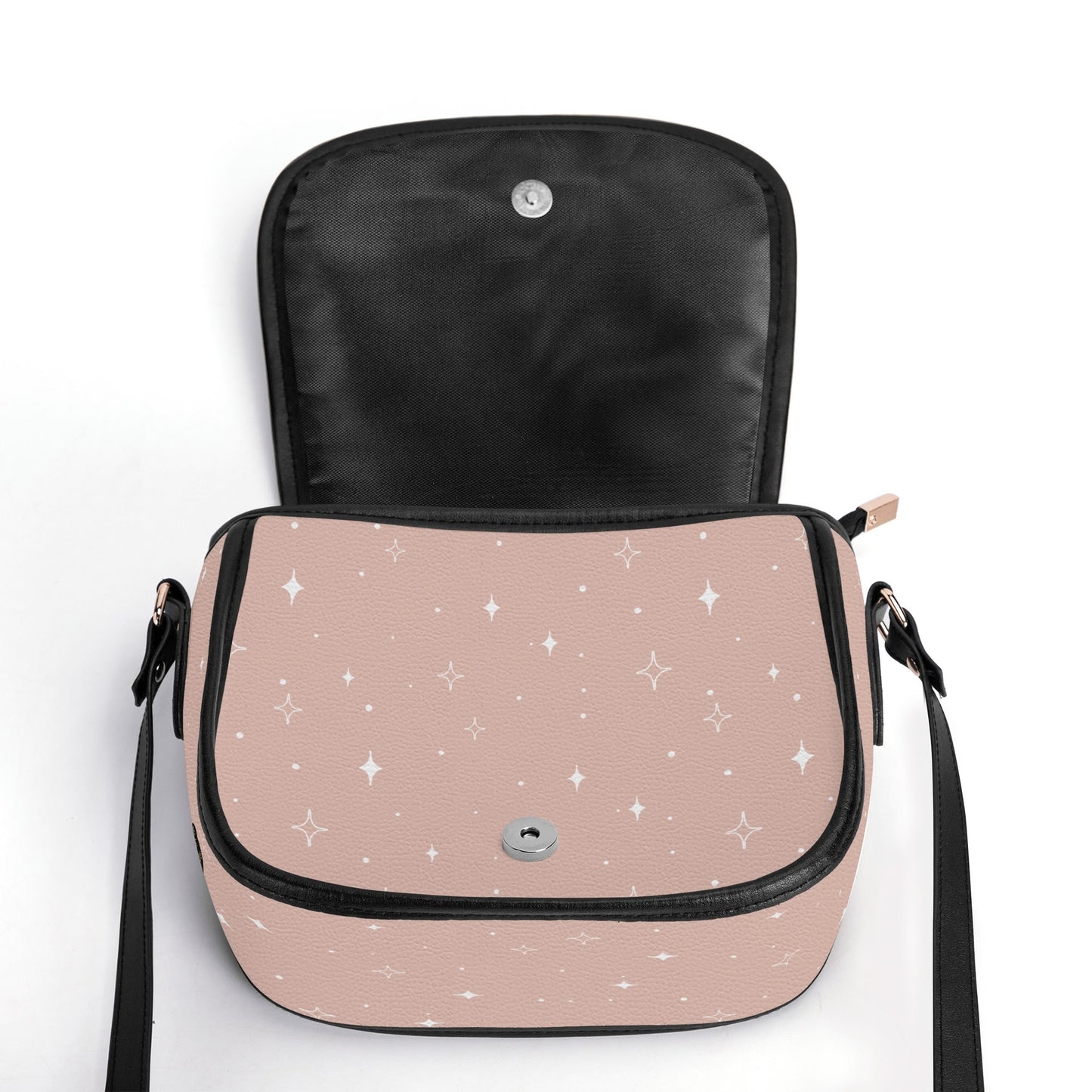 Pastel Pink Crescent Moon Vegan Saddle Bag