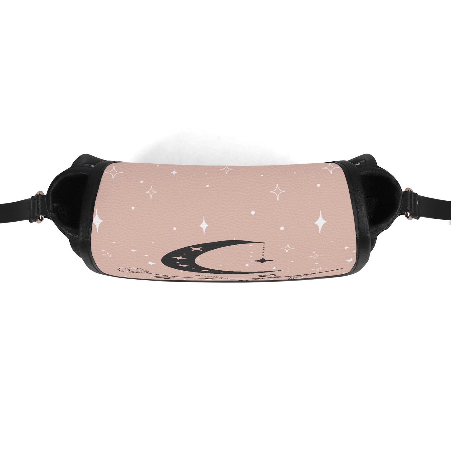 Pastel Pink Crescent Moon Vegan Saddle Bag