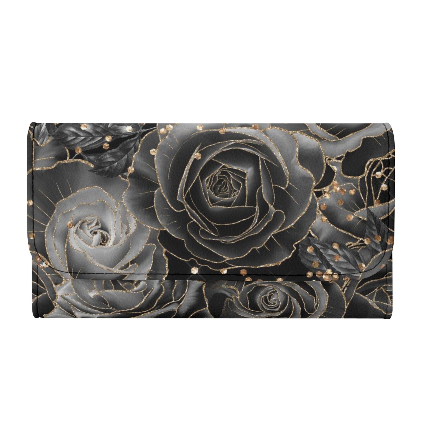 Black Roses Goth Vegan Trifold Clutch Wallet