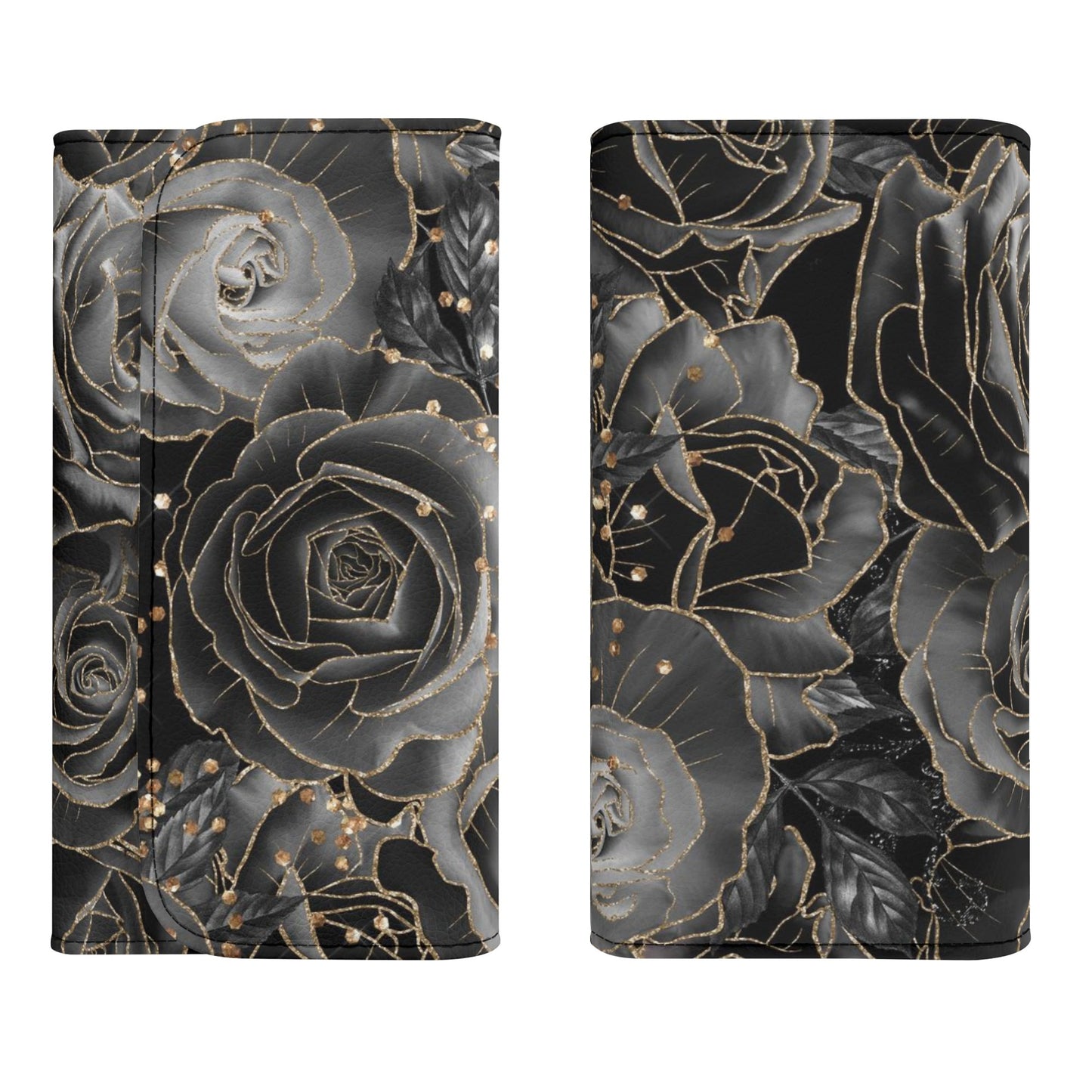 Black Roses Goth Vegan Trifold Clutch Wallet