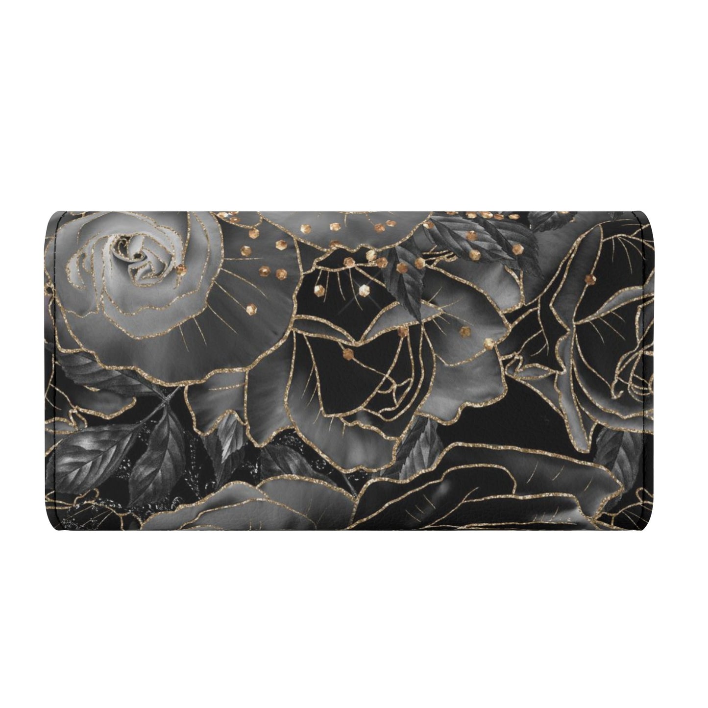 Black Roses Goth Vegan Trifold Clutch Wallet