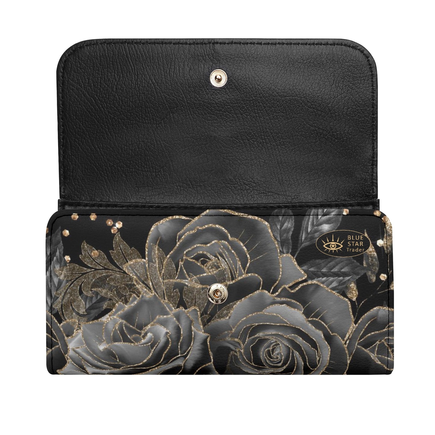 Black Roses Goth Vegan Trifold Clutch Wallet