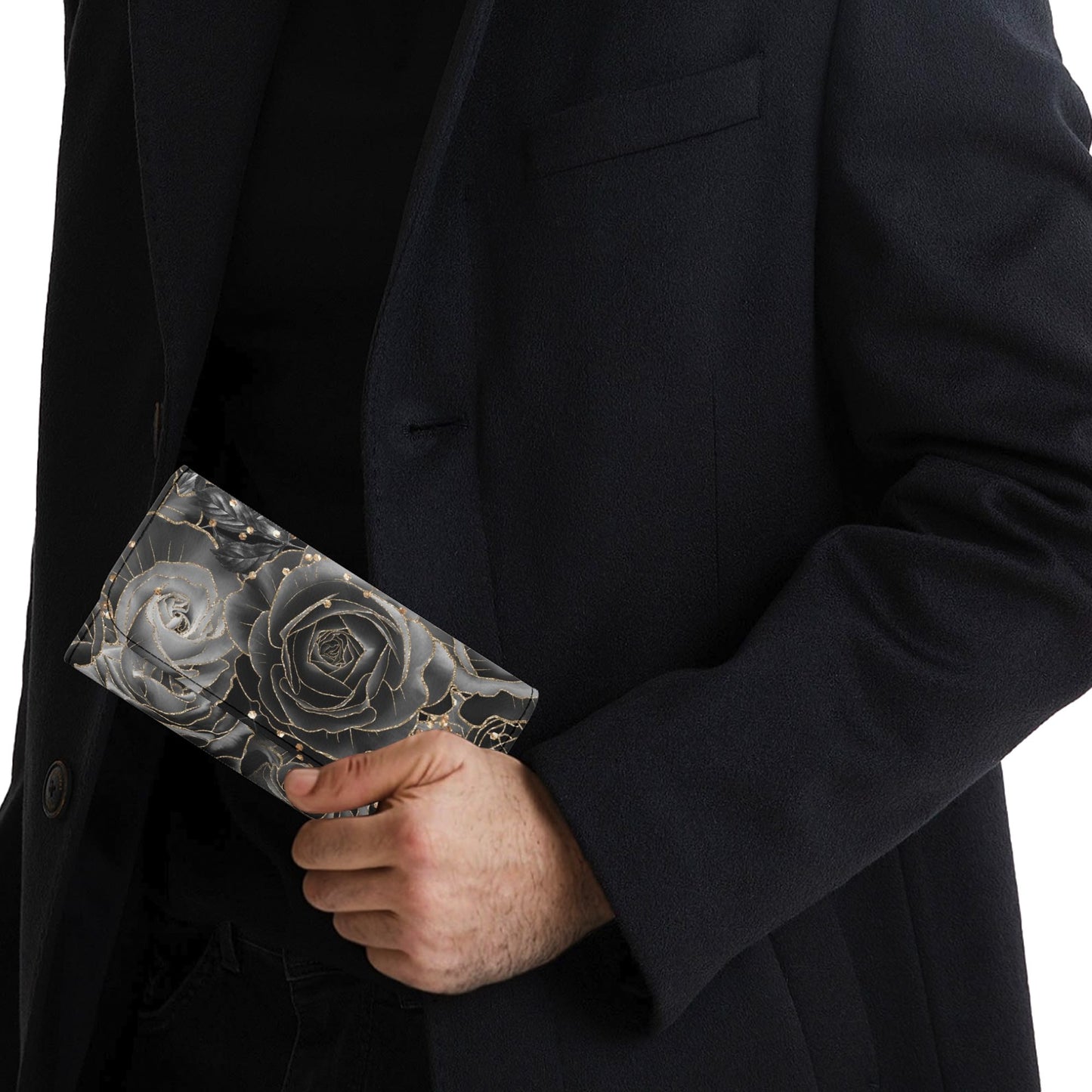 Black Roses Goth Vegan Trifold Clutch Wallet