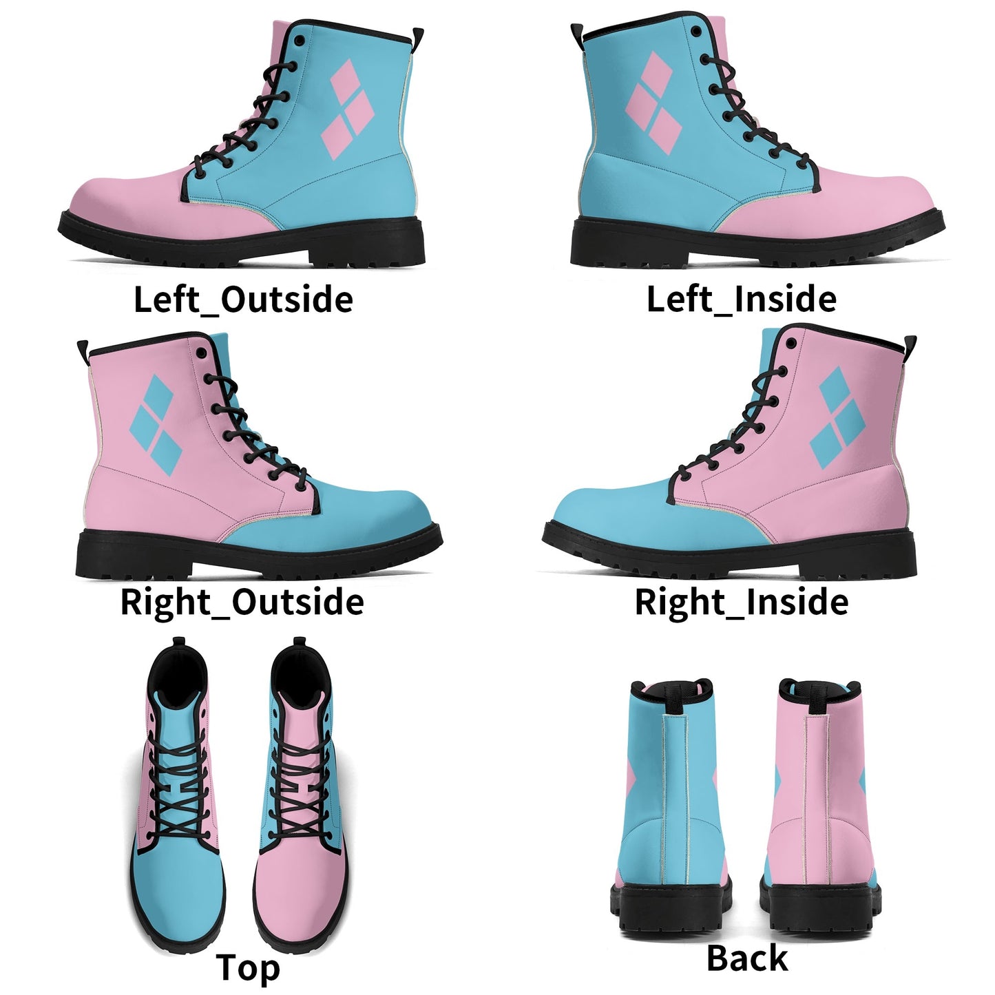 Pastel Pink Harley Womens Vegan Combat Boots