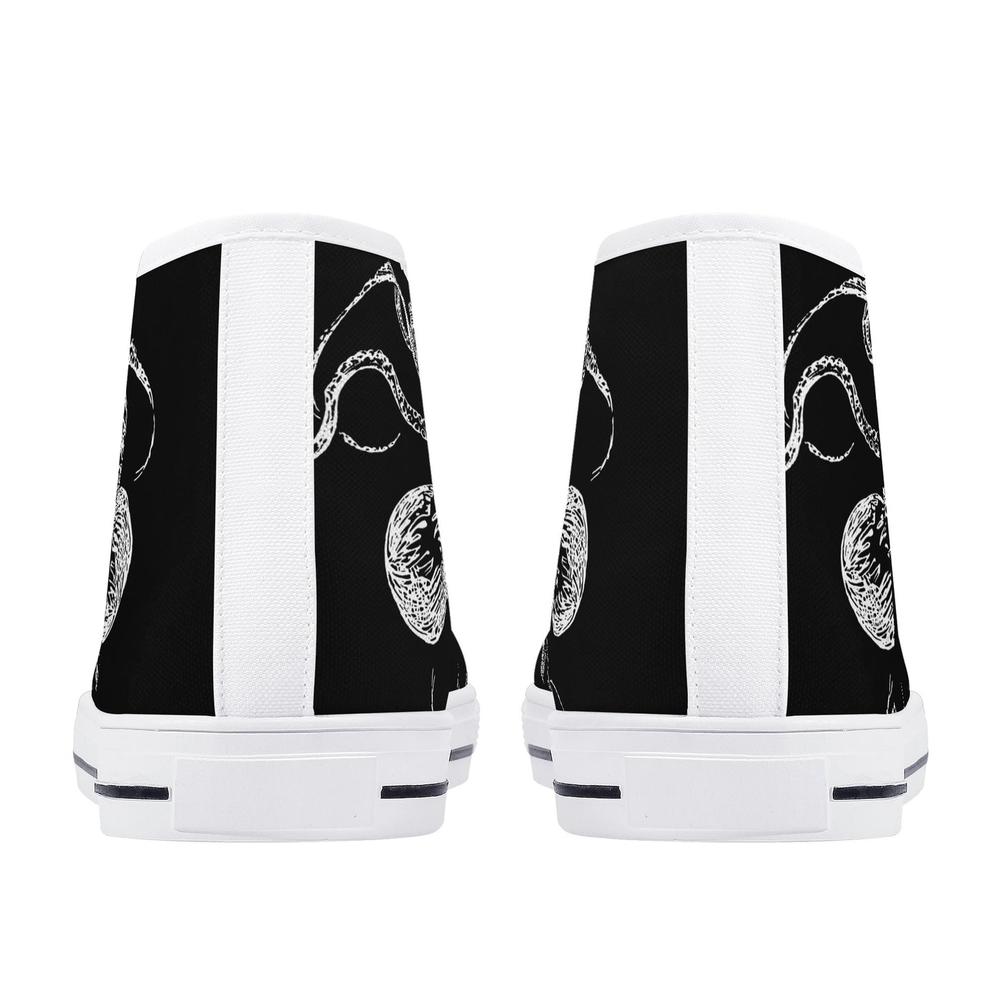 Black White Octopus Mens High Top Canvas Shoes