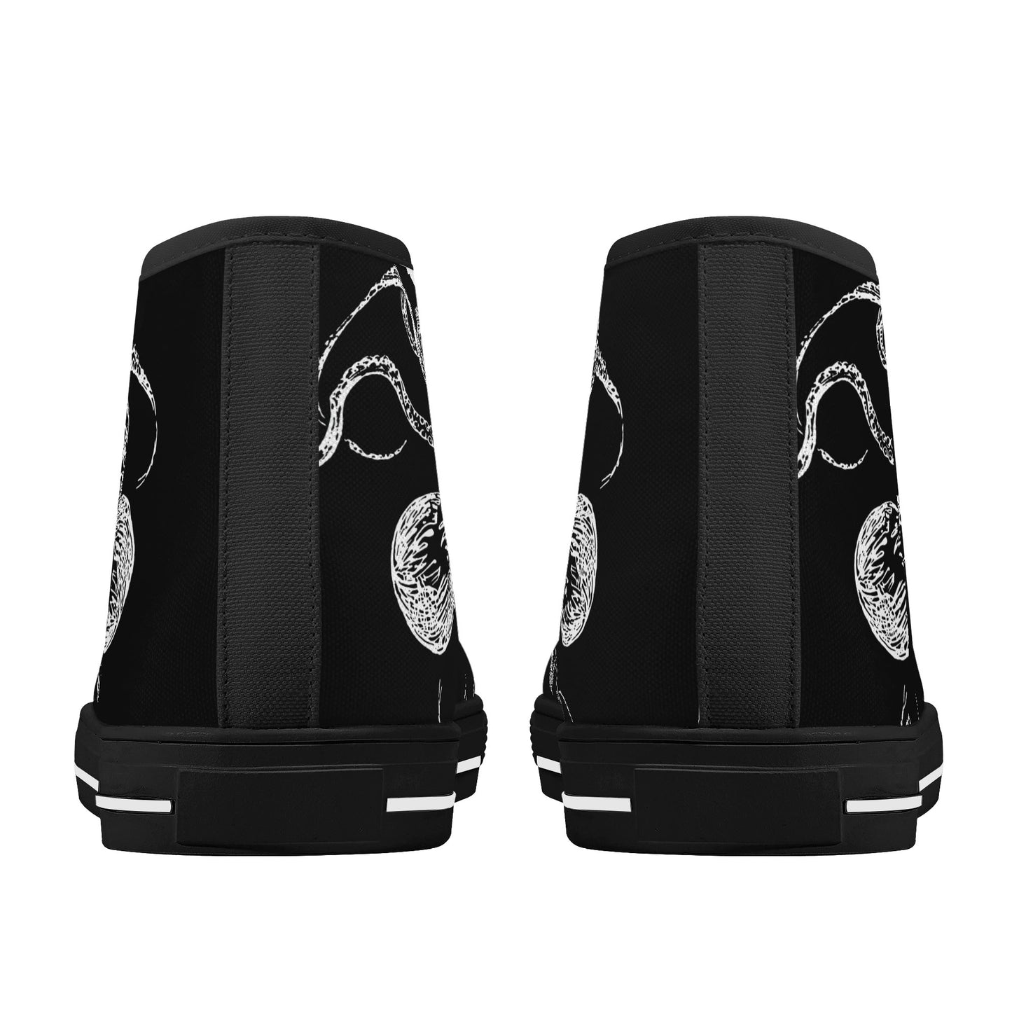 Black White Octopus Mens High Top Canvas Shoes