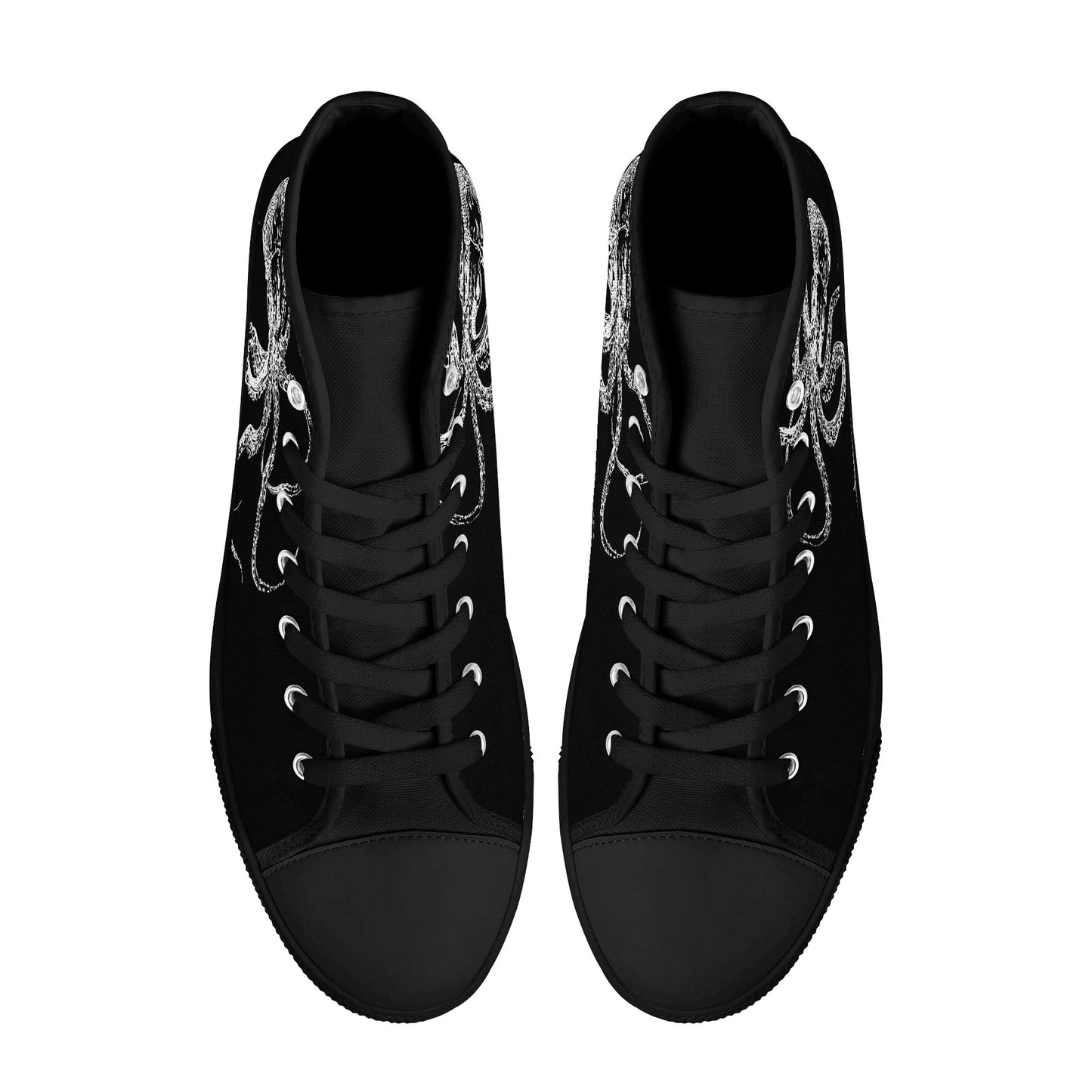 Black & White Octopus Womens High Top Canvas Shoes