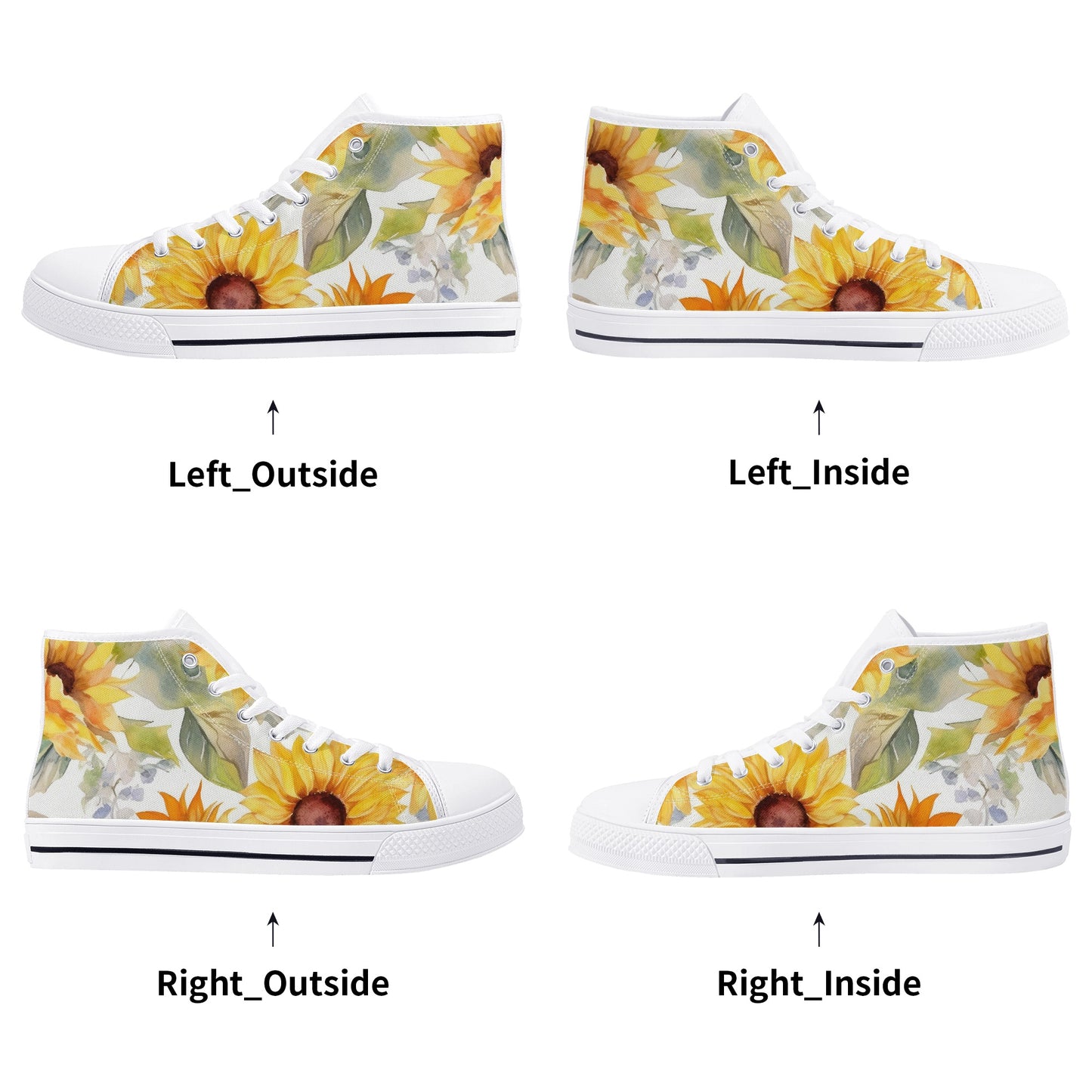 Sunflowers Womens High Top Canvas Shoes