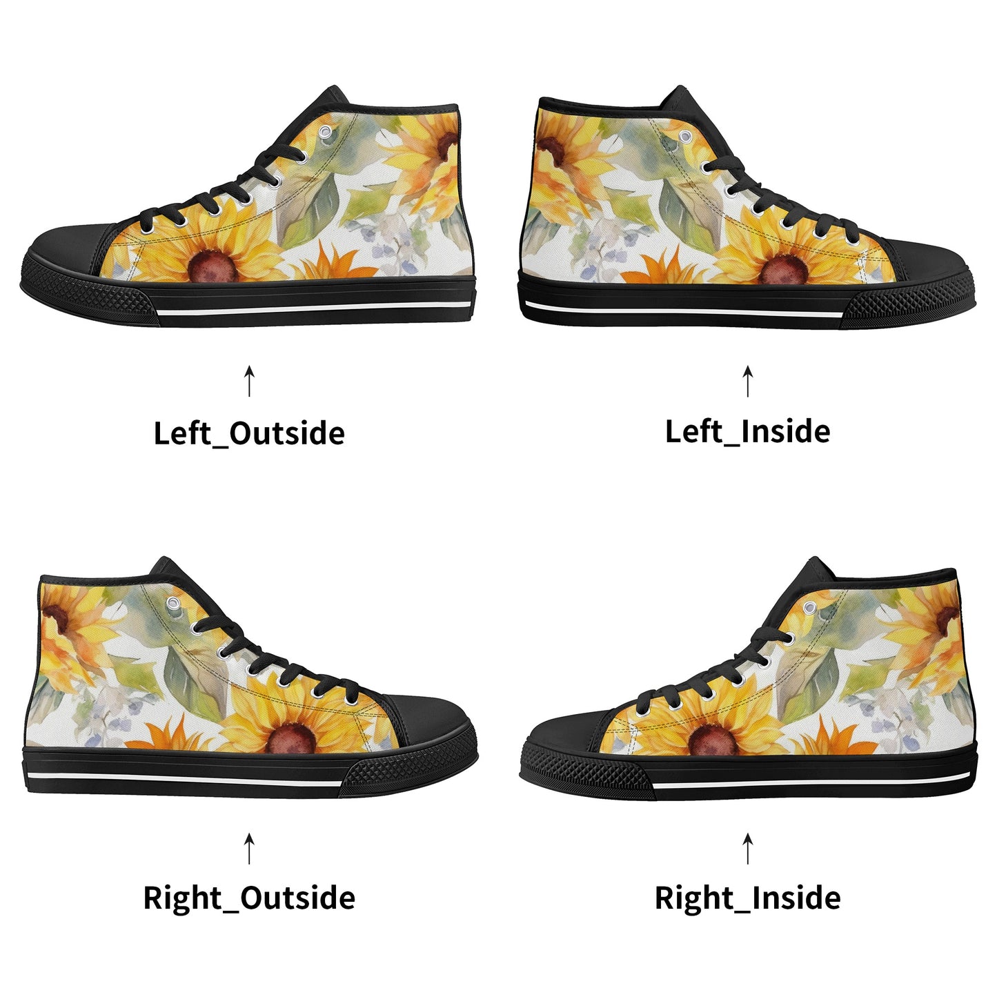 Sunflowers Womens High Top Canvas Shoes