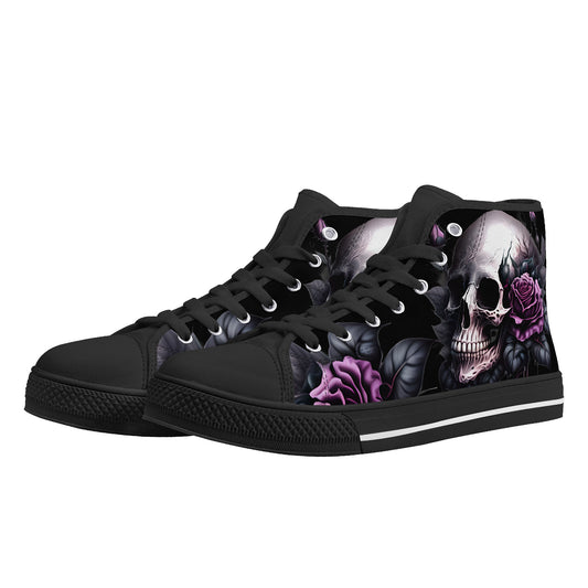 Gothic Skull #15 Mens High Top Canvas Shoes Purple Rose