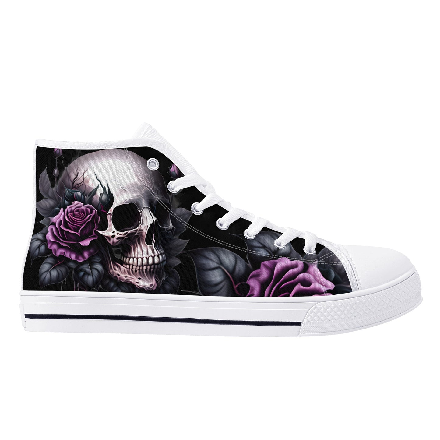 Gothic Skull #15 Mens High Top Canvas Shoes Purple Rose