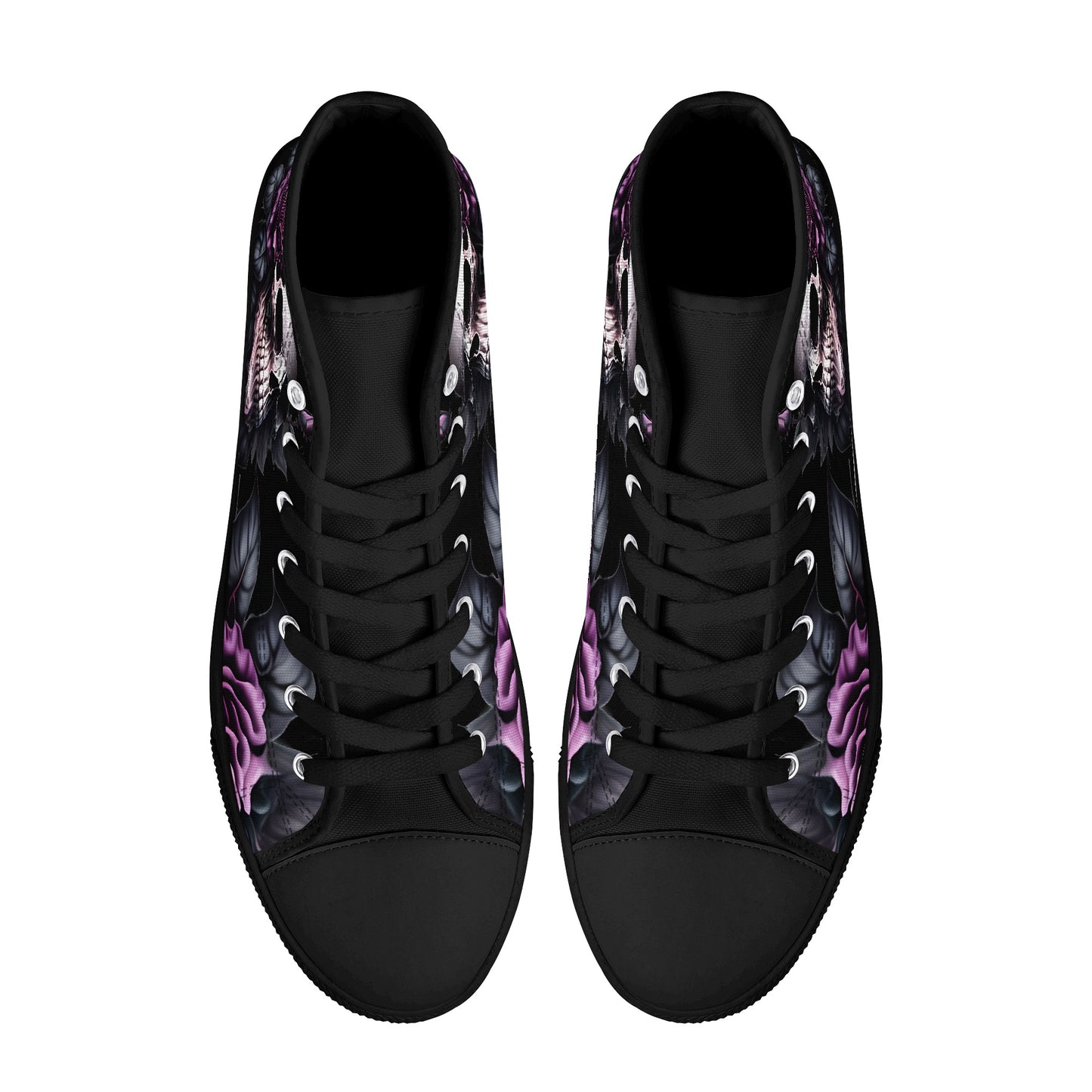 Gothic Skull #15 Mens High Top Canvas Shoes Purple Rose