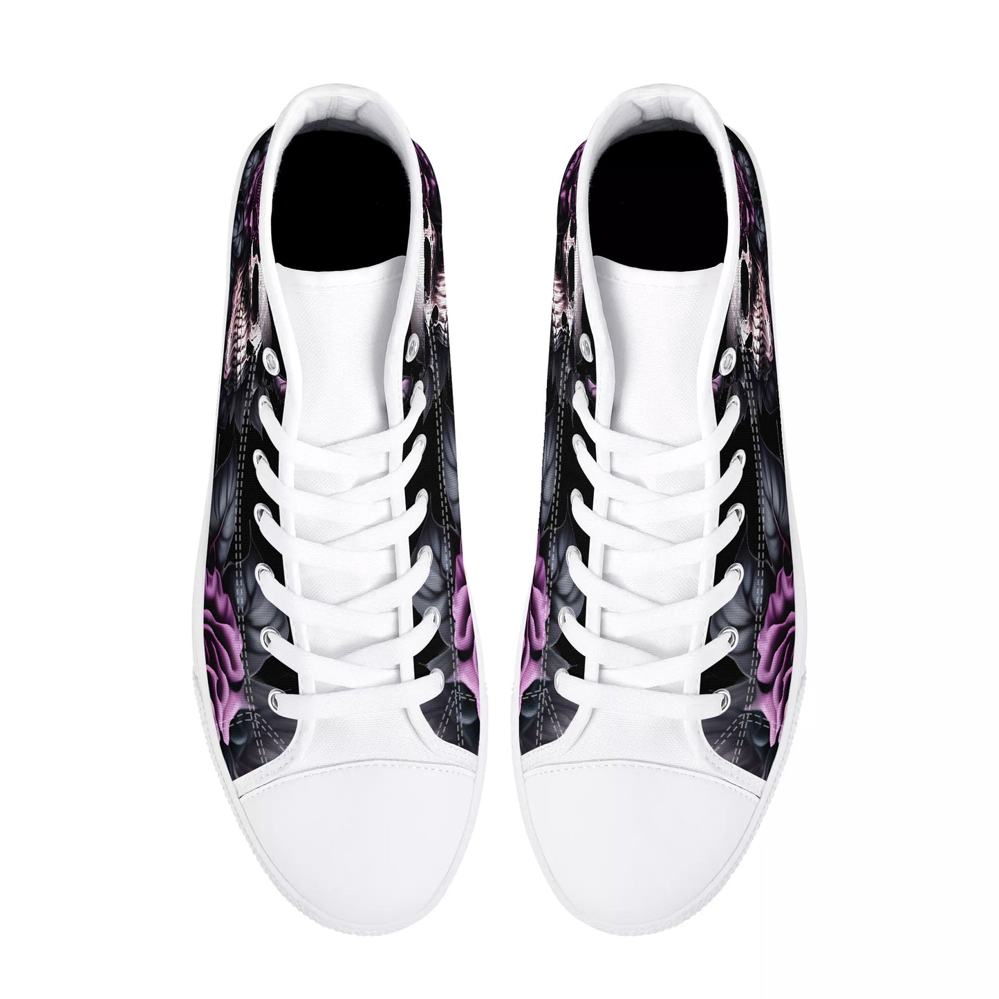 Gothic Skull #15 Mens High Top Canvas Shoes Purple Rose