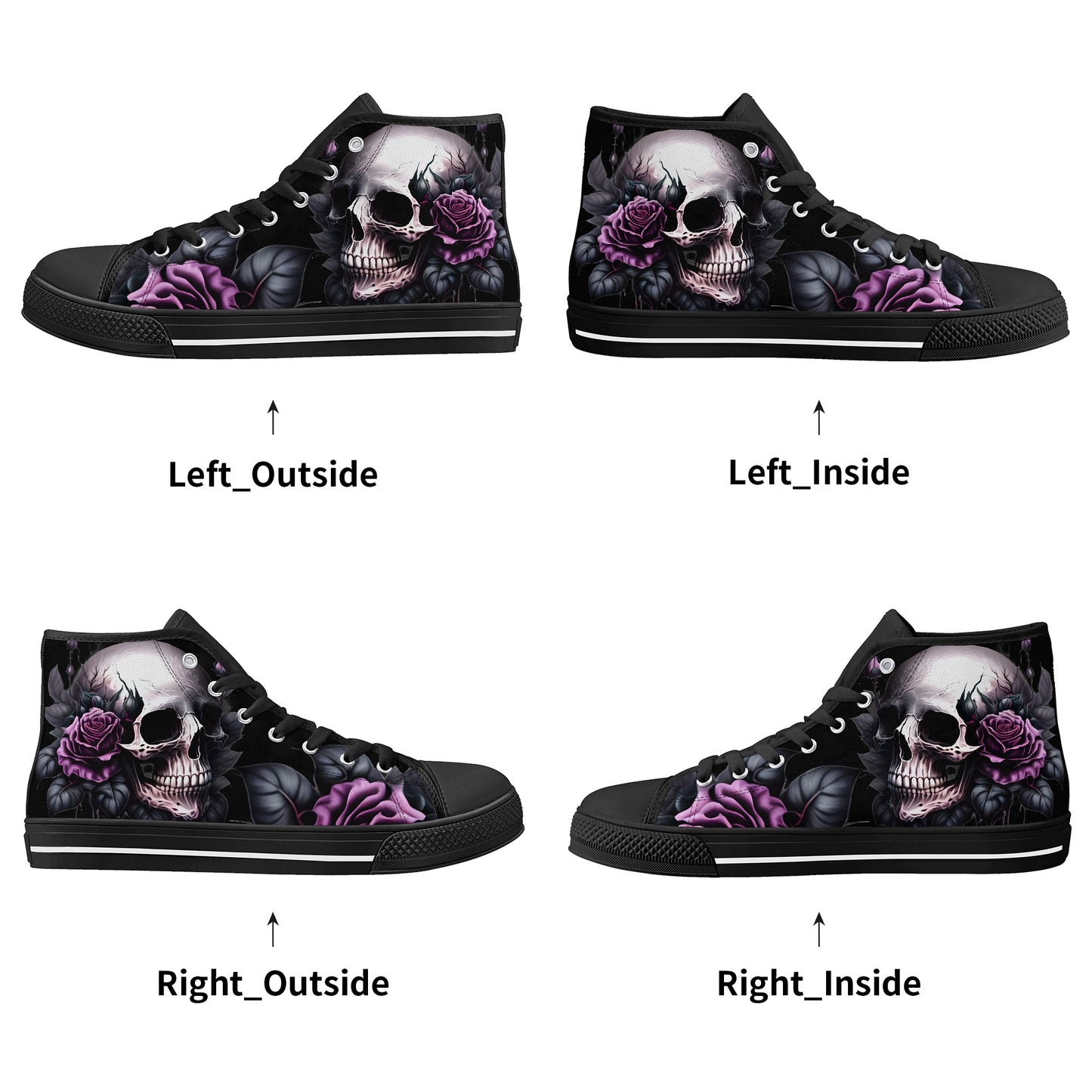 Gothic Skull #15 Mens High Top Canvas Shoes Purple Rose