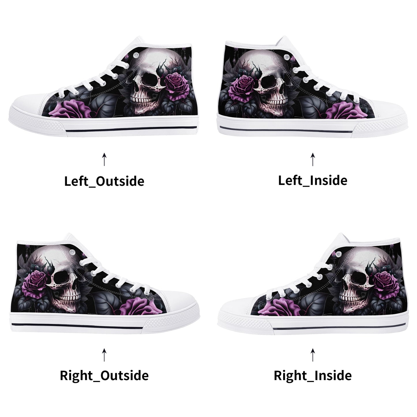 Gothic Skull #15 Mens High Top Canvas Shoes Purple Rose