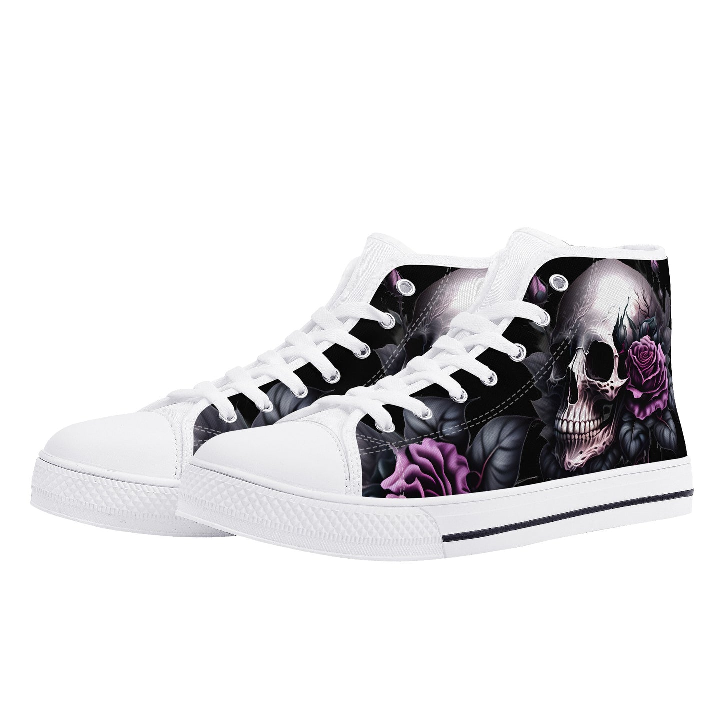 Gothic Skull #15 Mens High Top Canvas Shoes Purple Rose