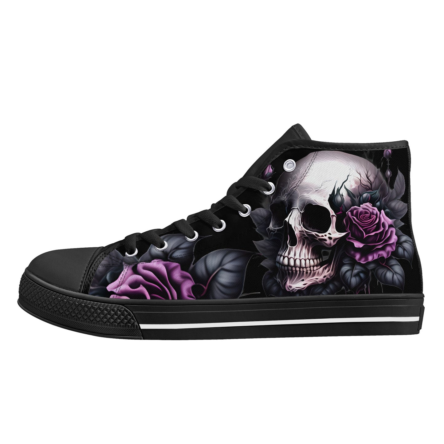 Gothic Skull #15 Mens High Top Canvas Shoes Purple Rose