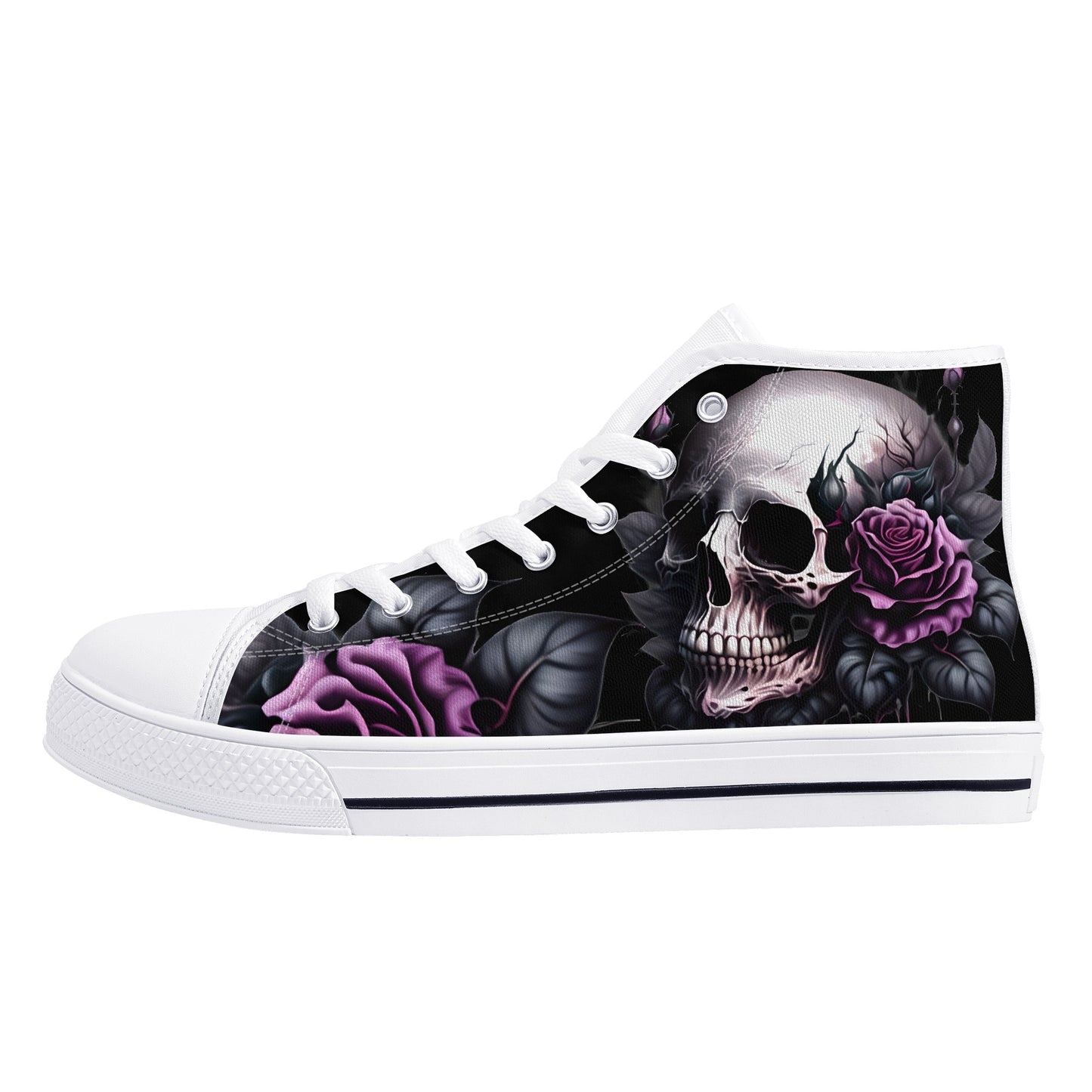 Gothic Skull #15 Mens High Top Canvas Shoes Purple Rose