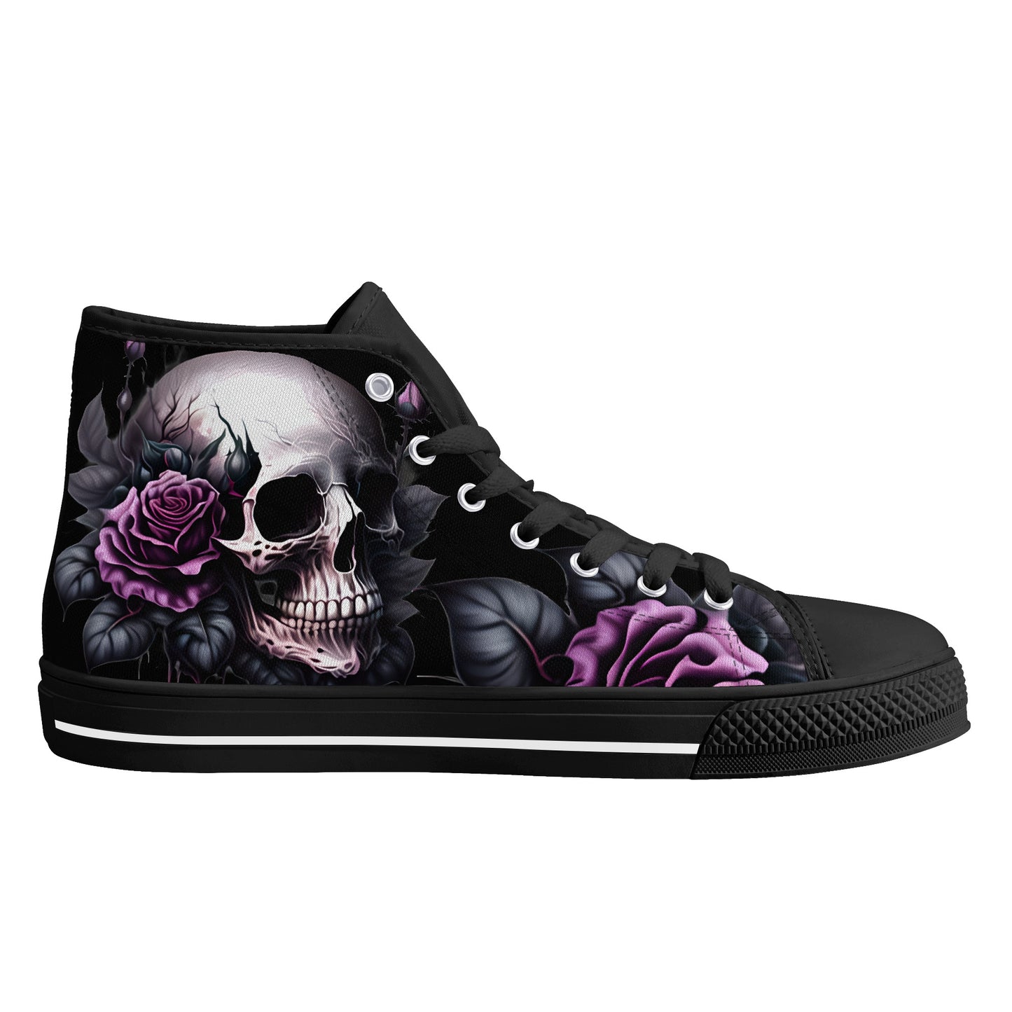 Gothic Skull #15 Mens High Top Canvas Shoes Purple Rose