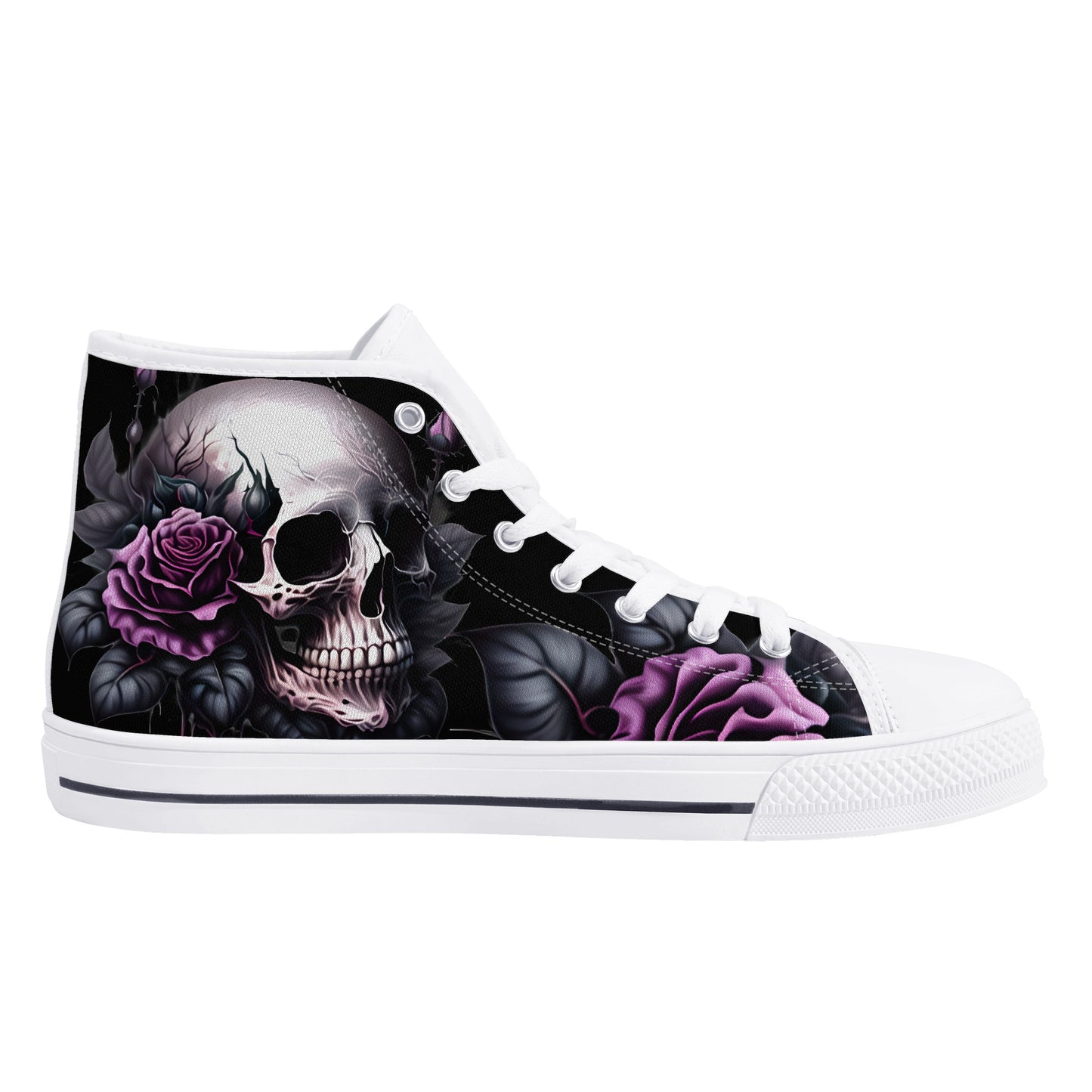 Gothic Skull #15 Mens High Top Canvas Shoes Purple Rose