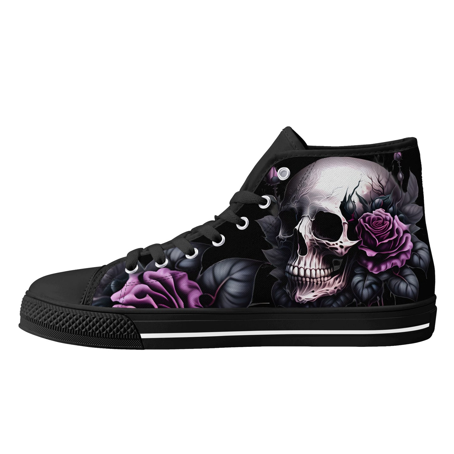 Gothic Skull #15 Mens High Top Canvas Shoes Purple Rose