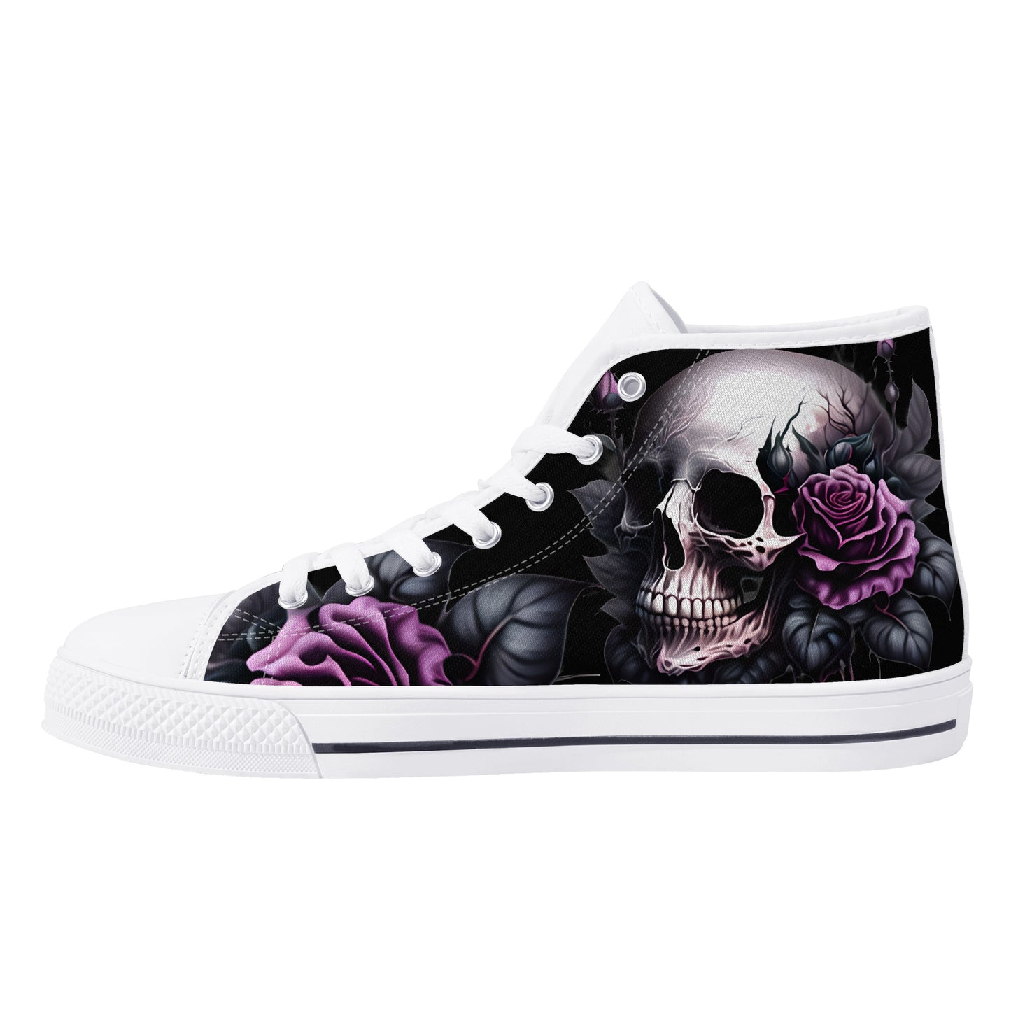 Gothic Skull #15 Mens High Top Canvas Shoes Purple Rose