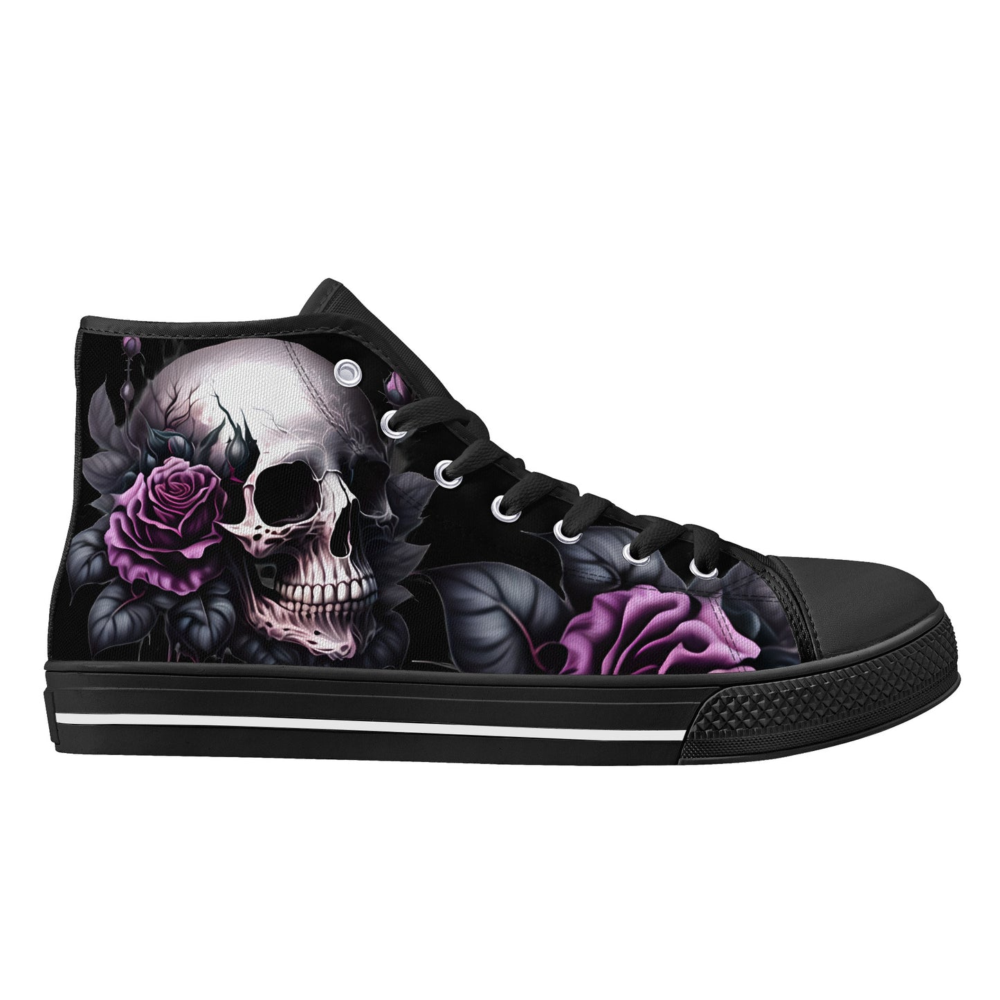 Gothic Skull #15 Mens High Top Canvas Shoes Purple Rose