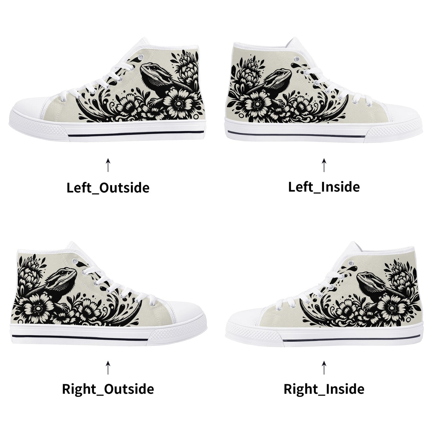 Bearded Dragon Mens High Top Canvas Shoes