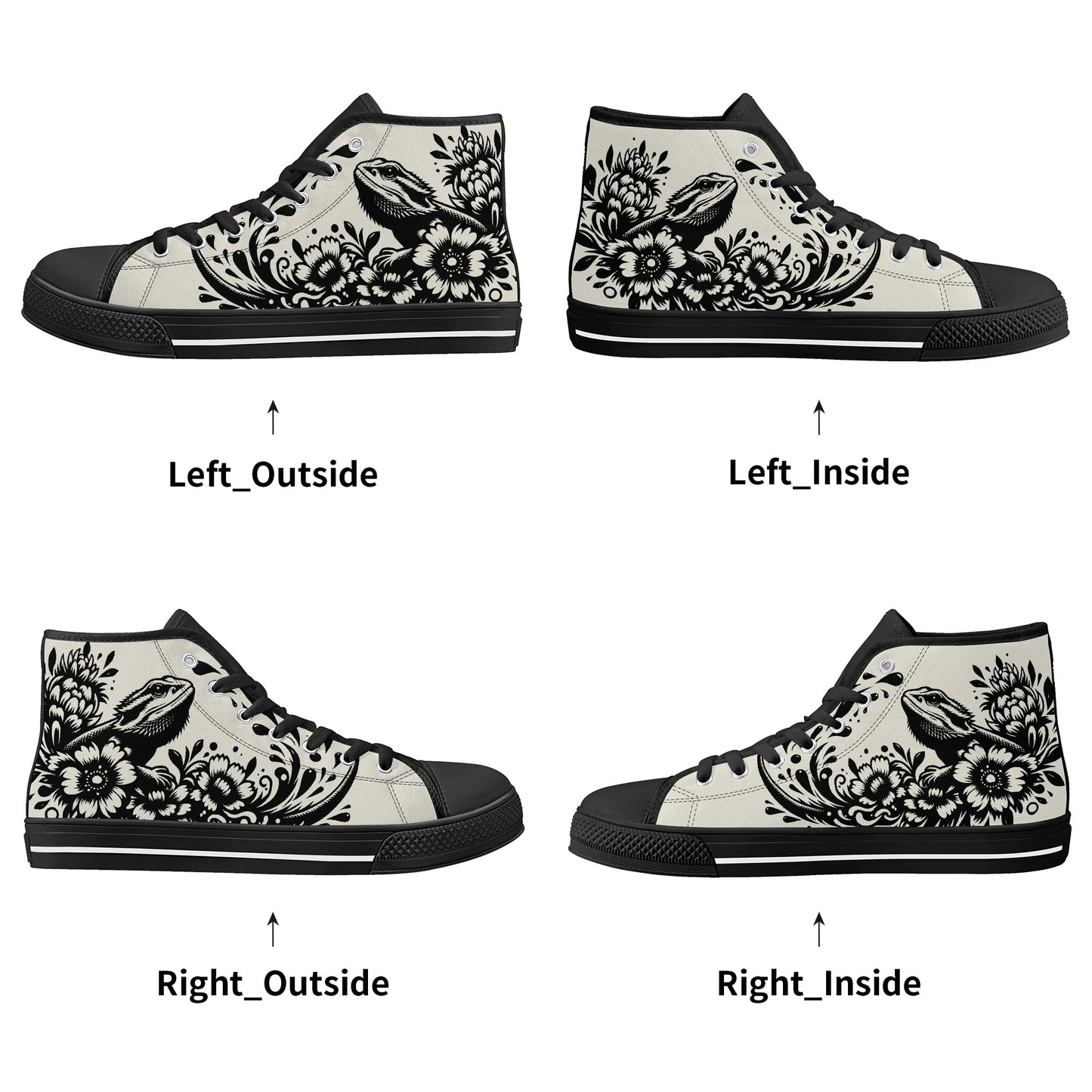 Bearded Dragon Mens High Top Canvas Shoes