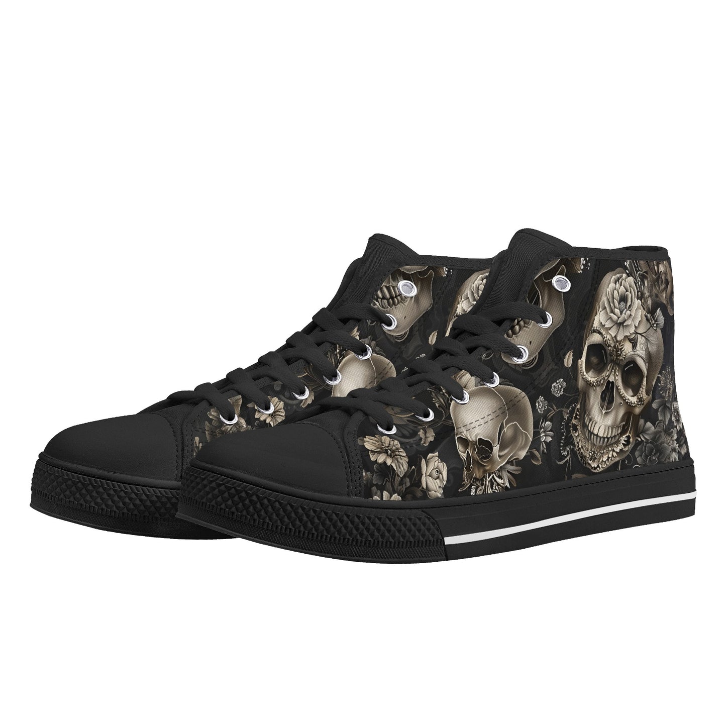 Rococo Skulls #5 Mens High Top Canvas Shoes