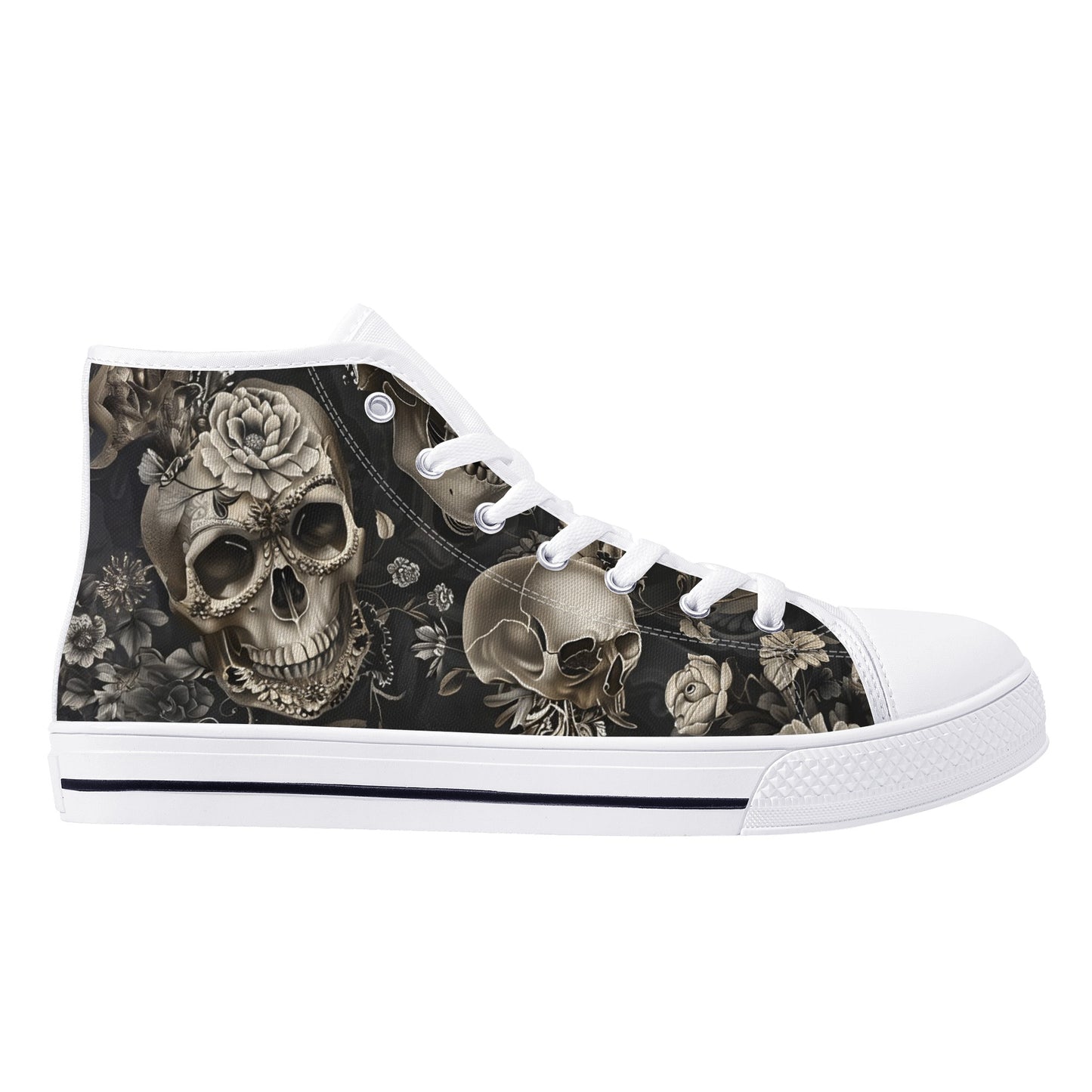 Rococo Skulls #5 Mens High Top Canvas Shoes