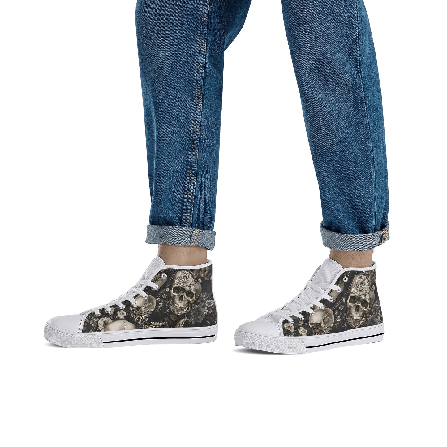 Rococo Skulls #5 Mens High Top Canvas Shoes