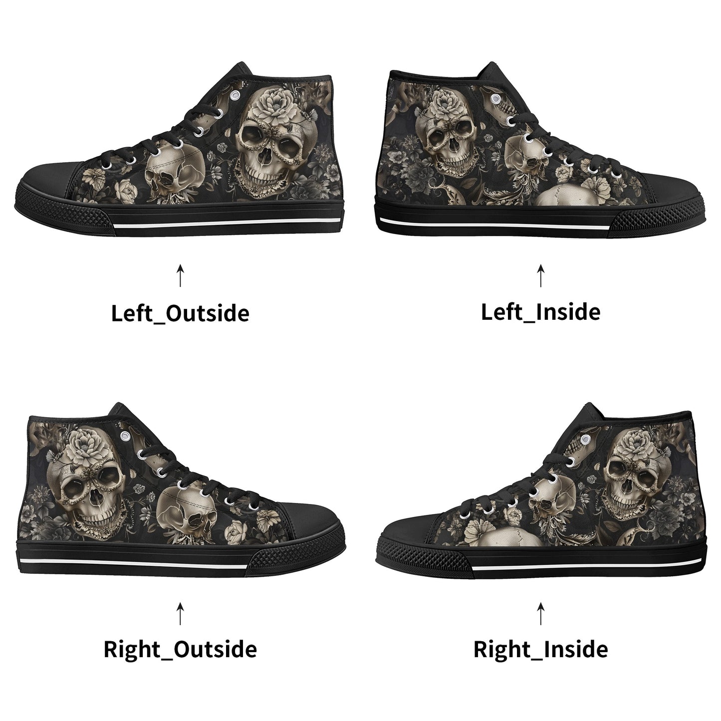 Rococo Skulls #5 Mens High Top Canvas Shoes