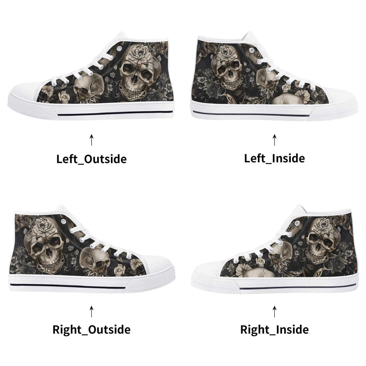 Rococo Skulls #5 Mens High Top Canvas Shoes