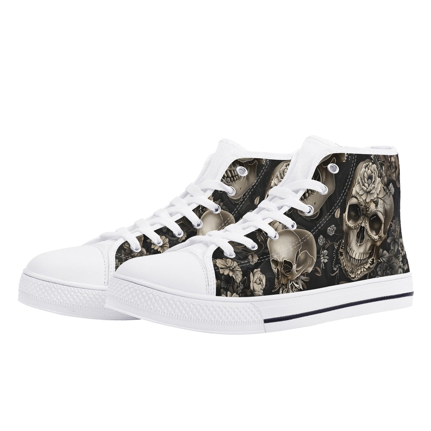 Rococo Skulls #5 Mens High Top Canvas Shoes