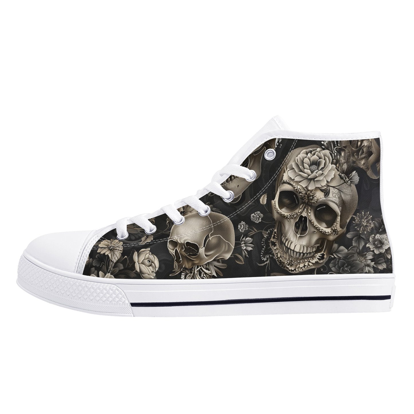 Rococo Skulls #5 Mens High Top Canvas Shoes