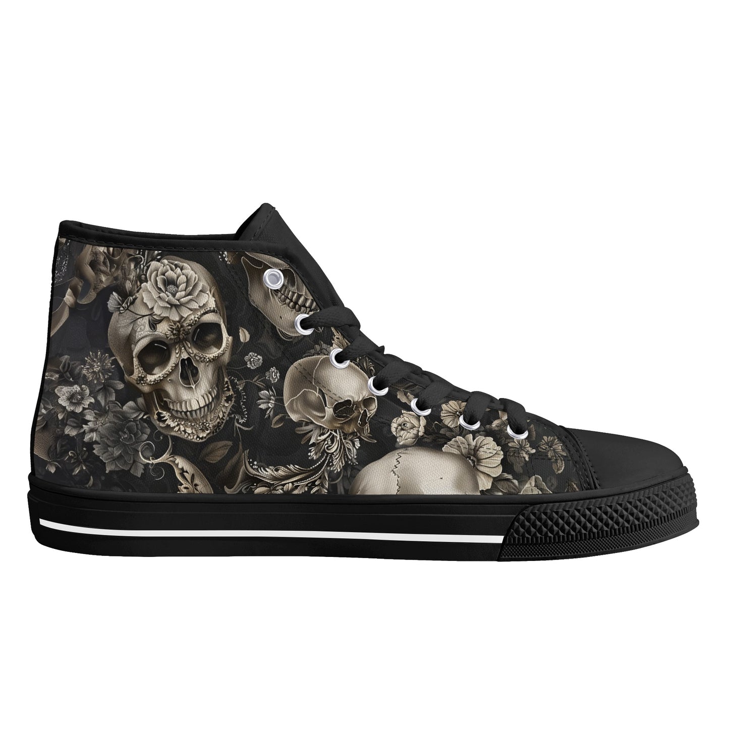 Rococo Skulls #5 Mens High Top Canvas Shoes