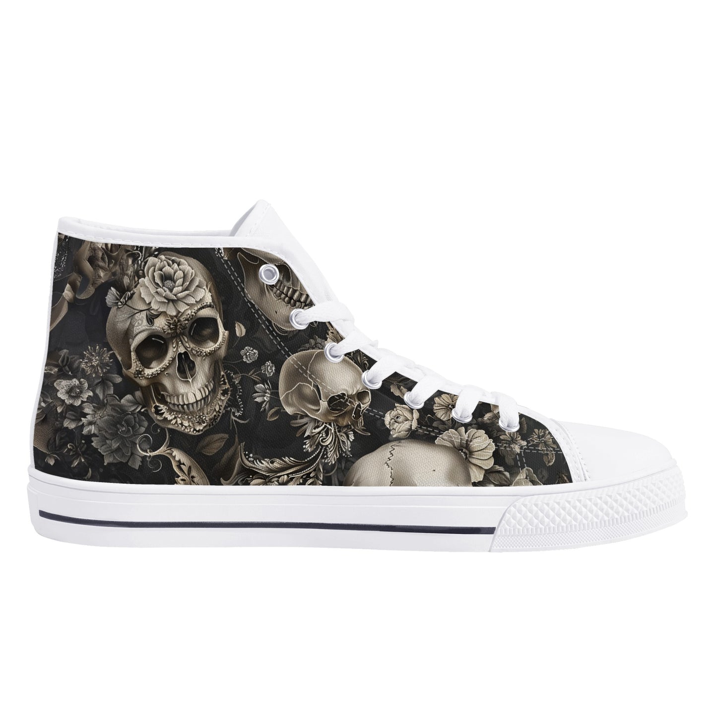 Rococo Skulls #5 Mens High Top Canvas Shoes